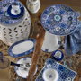 Hermia Vajilla de Porcelana de 24 Piezas en Azul Marino y Turquesa